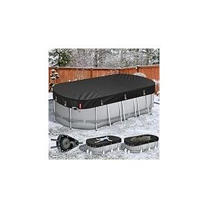 QH.Home B&acirc;che d'hiver Ovale pour Piscine Ovale Coleman/Bestway/Intex de 3 x 4,8 m, Tissu Robuste am&eacute;lior&eacute; Durable et Coupe-Vent Ultime avec cliquet &agrave; Serrage Rapide, r&eacute;sistant au Froid et aux UV