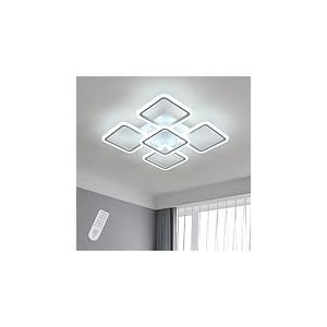 Comely Plafonnier LED Dimmable, Blanc 5 Carr&eacute; 57W 6400LM Lampe de Plafond LED avec T&eacute;l&eacute;commande 3000K-6500K, Luminaire Plafonnier Moderne pour Salon, Chambre, Salle &agrave; Manger