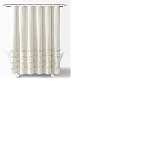 Lush Decor Rideau de Douche Vintage rayé en Coton Teint Neutre 72 x 72 cm