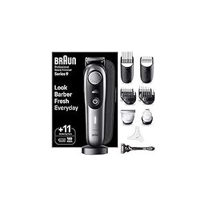 Braun Tondeuse À Barbe Series 9 BT9440, Tondeuse À Barbe Électrique, Avec ProBlade, La Lame La Plus Affûtée De Braun, Outils Professionnels, Base De Recharge Et 180 Minutes D’autonomie