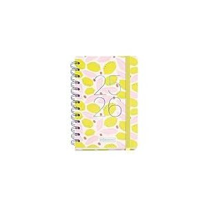 Miquelrius Agenda scolaire 25-26, planificateur de septembre 2025 à août 2026, dimensions 125,5 x 178 mm, un jour par page, double spirale, autocollants, couverture en carton doublé, fermeture à