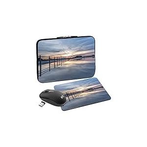 PEDEA Coastline Housse de Protection Design pour Ordinateur Portable jusqu'à 15,6" avec Tapis de Souris et Souris sans Fil
