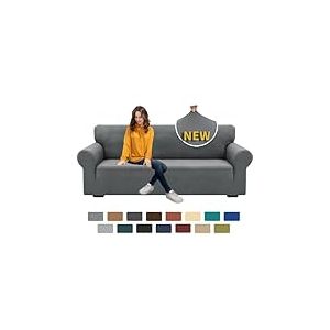 XINEAGE Housse de canap&eacute; Extensible pour canap&eacute; &agrave; 3 Coussins, 1 pi&egrave;ce en Jacquard Extensible, Doux et antid&eacute;rapant pour canap&eacute; pour Chiens (canap&eacute;, Gris Clair)