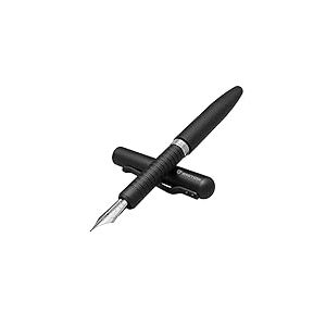 BASTION Stylo-plume avec étui cadeau – Corps de luxe minimaliste – Pointe fine – Stylos de collection en métal rechargeables pour homme et femme, stylo de bureau professionnel (noir, acier inoxydable)