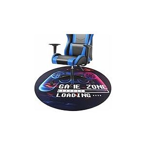 Yincimar Tapis de Chaise de Jeu pour Plancher en Bois Dur, Protecteur de Sol antid&eacute;rapant en Caoutchouc pour Salle de Jeu, d&eacute;coration de Maison et de Bureau (Rond, 119,4 cm, Noir)