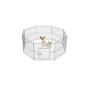 Yaheetech 8 Panneaux Parc pour Chien Cage pour Chiens Enclos Pliant &agrave; Chiots Lapins Cl&ocirc;ture Grille Chenil pour Chien en M&eacute;tal Ext&eacute;rieur Interieur 61cm avec Porte