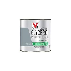 V33 Peinture multi-supports monocouche Laque Glycéro satin, Gris acier 0,5L
