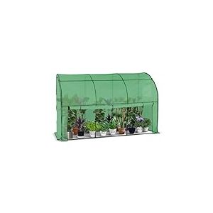 VOUNOT® Serre de Jardin en Toutes Saisons Abri d'hivernage Murale Adossée pour Légumes Plantes Fleurs Serre Adossée avec Bâche PE 135g/m2 pour Balcon Terrasse Jardin 300x100x180cm Vert