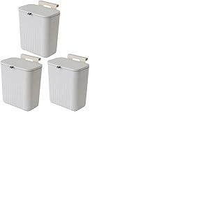 Sooyee 3 Pack 12L/3.2 Gal Kitchen Compost Bin for Countertop or Under Sink, Hanging Small Trash Can with Lid for Cupboard/Bathroom/Bedroom/Office/Camping,Compost Bucket White