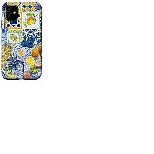 Carrelage méditerranéen et jaune jaune mignon été italien Coque pour iPhone 11