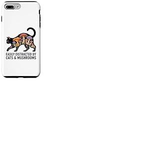 Mignon Chat Noir Art Hommes Champignon Stuff Ramen Chat Champignon Chat Coque pour iPhone 7 Plus/8 Plus