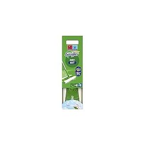 Swiffer Balai Attrape-Poussière Kit de Démarrage Complet avec 1 Balai + 8 Lingettes Sèches Propre & Frais + 3 Lingettes Imprégnées pour Parquet, Sans Résidus, Idéal pour Poils d'Animaux