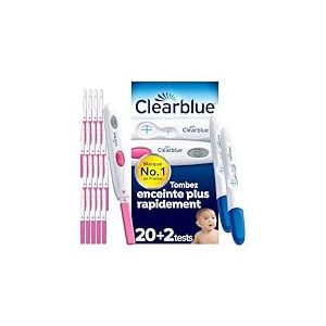 Clearblue Tests d’Ovulation et De Grossesse, Contient 20 Tests Ovulation Digital & 2 Tests De Grossesse Pratique et Rapide, Augmente Vos Chances De Concevoir Naturellement, L'Emballage peut varier