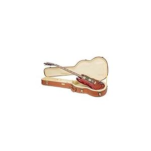 Crossrock &eacute;tui Rigide Relief Series pour Guitare &eacute;lectrique Gibson SG, Finition Bois Rouge sculpt&eacute;, int&eacute;rieur en Peluche Ivoire, Serrure &ndash; Mod&egrave;le CRW630SGRO