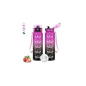 Gourde, Gourde 500ml, Bouteille Sport avec Filtre, Facile &agrave; Nettoyer, Bouteille Motivation avec Slogan de Motivation, Facile &agrave; Transporter, pour Bureau, Voyage, &Eacute;cole, Camping, Voyage, Running, Sport