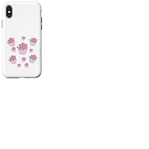 Illustration Mignonne du d&eacute;sert Rose Cupcakes et Roses Coque pour iPhone X/XS