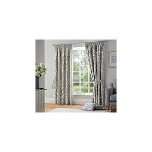 Dreams & Drapes - Rideaux damassés Bleus 229 x 229 cm - 2 Panneaux - 100% Coton - 2 embrasses - Rideaux baroques Vintage - Delft/Willowware en Porcelaine Bleue