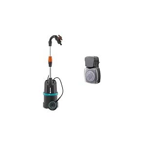 Pompe pour collecteur d’eau de pluie Gardena 4000/1 avec câble : pompe immergée avec filtre intégré & CHACON Programmateur mécanique étanche