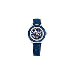 Swarovski Montre Octea Moon, Fabriqué en Suisse, Lune, Bracelet en Cuir, Bleues, Acier Inoxydable