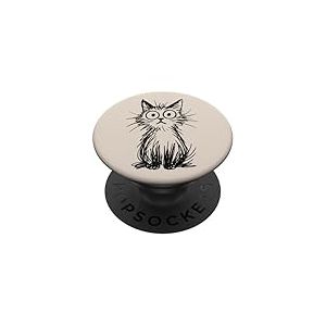Chat Scruffy aux Grands Yeux Mignon Chaton nerveux PopSockets PopGrip Adhésif