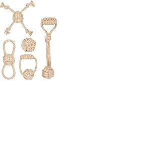 La Cordeline Lot 5 Jouets Chien Corde Coton Chanvre Naturel, à Macher, Jouet interactif pour Chien Chiots
