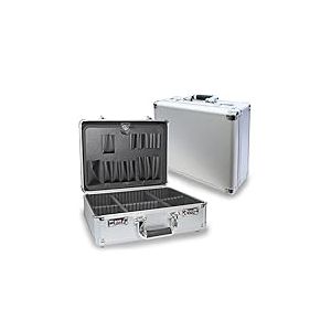 PeakTech 7245 Mallette en aluminium vide, mallette à outils vide avec compartiments de tri ~ 400 x 150 x 300 mm, serrures à combinaison, verrouillable, valise en aluminium