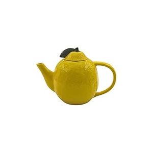 Dekohelden24 Théière, cafetière, carafe à eau, théière en céramique, au citron, en céramique, jaune, L x l x H 12 x 20 x 16 cm.