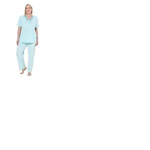 Ulla Popken, Morning Rise Pyjama, détails en Satin, Taille matinale, Vert Menthe Clair, 62-64 Grande Femmes