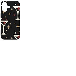 Retro Casino Verre &agrave; Cocktail Ic&ocirc;nes Jaune Allover Vibe Coque pour iPhone 17