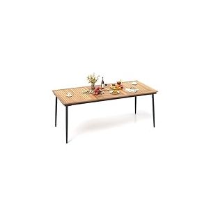 FANTASK Table de Jardin rectangulaire avec Trou pour Parasol - 200 x 90 cm - en Bois d'acacia - pour 8 Personnes - Résistante aux intempéries - pour terrasse, Jardin