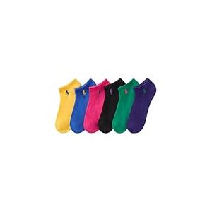 POLO RALPH LAUREN Performance Cotton Low Cut Socks-6 Pair Pack-Breathable Mesh & Sport Cushioning Demi-Coussin Coupe Basse, Couleurs Assorties, 3.5-9 UK (Lot de 6) Femme