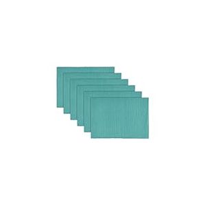 Craftbot Lot de 6 Sets de Table côtelés 100% Coton Turquoise 33 x 49 cm