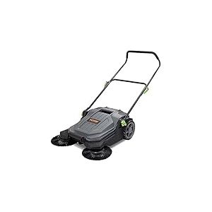 VEVOR Balayeuse de Sol à Poussée, Balayeuse Mécanique Largeur de Balayage 65 cm, Balai Manuelle Non Électrique, Conteneur à Déchets 18,9 L, Poignée Pliante Réglable en Angle et Hauteur pour Allée Cour