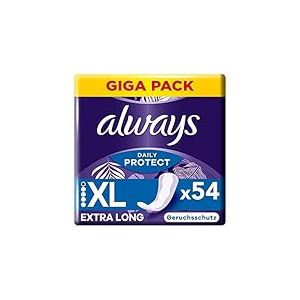 Always Daily Protect Lot de 54 protège-slips extra longs pour femme Parfum frais Convient à toutes les formes de slip Respirant et flexible