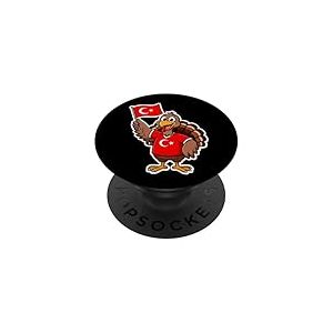 Turquie dr&ocirc;le avec Le Drapeau de la Turquie - Turc PopSockets PopGrip Adh&eacute;sif