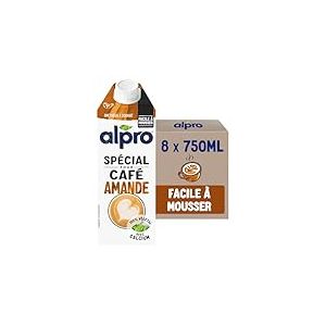 Alpro Spécial pour Café Amande, Boisson Végétale Amande Barista, Facile à Mousser, Naturellement Sans Lactose, Faible en sucres, Source de Calcium, Faible en matières grasses, 8x750 mL
