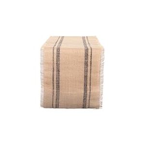 DII Camz38407 minérale Double Bordure en Toile de Jute Chemin de Table, 35,6 x 182,9 cm, Border Mineral Grey, 14" x 72"
