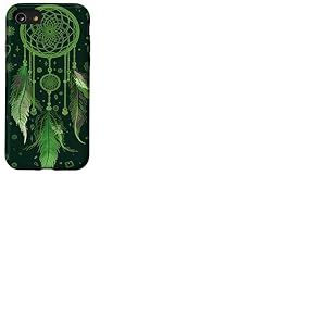 Dreamcatcher Boho Magic Plume Fonc&eacute;e Witchy Green Dreams Coque pour iPhone SE (2020) / 7/8