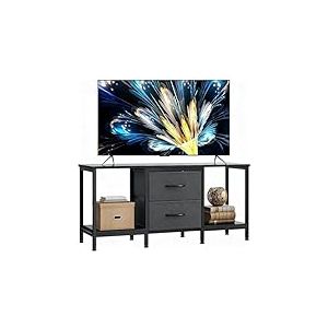 YITAHOME Meuble TV jusqu'&agrave; 47", Meuble TV avec 2 tiroirs en Tissu et 2 &eacute;tag&egrave;res Ouvertes, Commode 110 x 30 x 50 cm pour Salon, Salle de Divertissement, Chambre &agrave; Coucher, Cadre en Acier