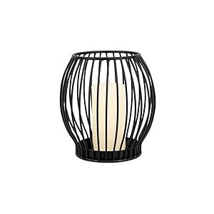 Porte-Bougie Gadgy Noir - Grand photophore pour Bougies - Porte-Bougie Noir - Lanterne de décoration pour Salon - Décoration de Bougies en métal - Lanterne Noire - 14,5 x 15 cm