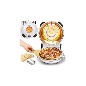 NutriChef Four à Pizza Électrique – Appareil de Table Ø30 cm avec Thermostat & Thermomètre – Fenêtre de Cuisson – Chauffe jusqu’à 425°C – Pierre Antiadhésive Facile à Nettoyer – Blanc