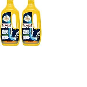 SPADO - D&eacute;boucheur liquide - Ecoulement lent - D&eacute;truit les odeurs - compatible fosse septique - action d&egrave;s 15min - soude min&eacute;rale concentr&eacute;e 30% - 1 L - Fabriqu&eacute; en France (Lot de 2)