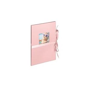 walther design Fun ML-350-BR Album Photo en Accordéon avec Couverture à Fenêtre et Reliure à Ruban, pour 12 Photos au Format 10 x 15 cm, Rose