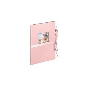 walther design Fun ML-350-BR Album Photo en Accordéon avec Couverture à Fenêtre et Reliure à Ruban, pour 12 Photos au Format 10 x 15 cm, Rose