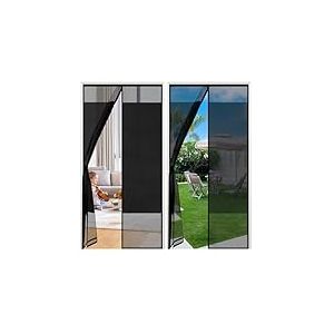 Sekey Moustiquaire Magnétique Porte de Balcon | Protection Anti-Insectes & Intimité Optimale | Installation par Bandauto-Adhésif | Sans Perçage | Pour Portes Bois/Métal/Aluminium, 90x210 cm, Noir