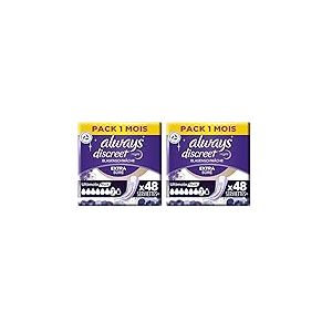 Always Discreet Extra Secure, Serviettes Pour Incontinence ou Fuites Urinaires, Fuites Importantes, Format Eco, 7 Gouttes, Ultimate Night, 48 Pochettes Individuelles (4 x 12 unités) (Lot de 2)