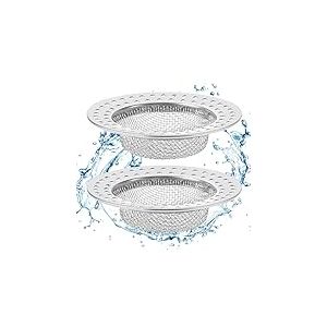 Diboniur Filtre Evier, 2PCS Grille Evier Cuisine, Bouchon Evier Cuisine en Acier Inoxydable, Diamètre extérieur 7,8 cm, Anti-Obstruction, Argent