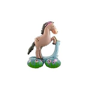 Folat 62938 Ballon gonflable en forme de cheval debout Ballon Aluminium debout - Cheval - 53 x 74 cm Décoration Anniversaire cheval