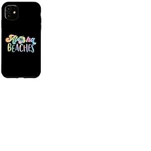 Aloha Beaches, plage de vacances hawaïenne amusante à l'hibiscus pastel Coque pour iPhone 11