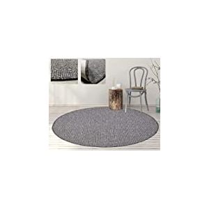 Tapis Rond uni Marron Doux au Toucher Naturel similaire Laine. Tapis en Fibre synth&eacute;tique de 100 cm.
